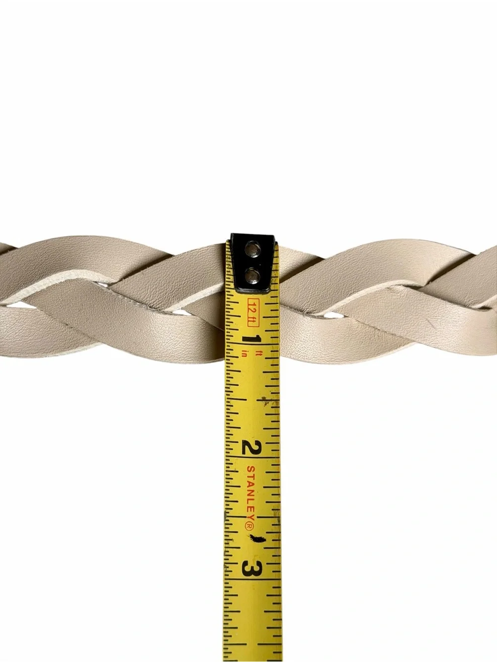 NWT J. Jill XL Barley Cream Genuine Leather Braided Belt